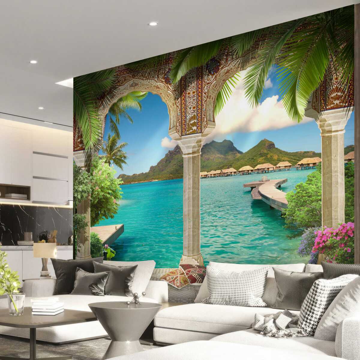 Fotobehang heerlijk terras om te ontspannen