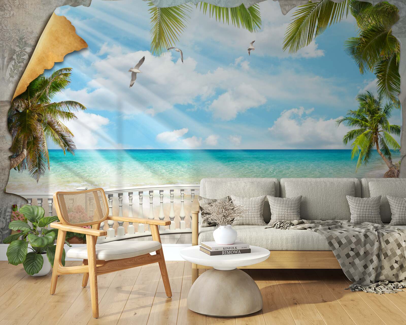 Fotobehang schilderachtig uitzicht op zee in de zomer