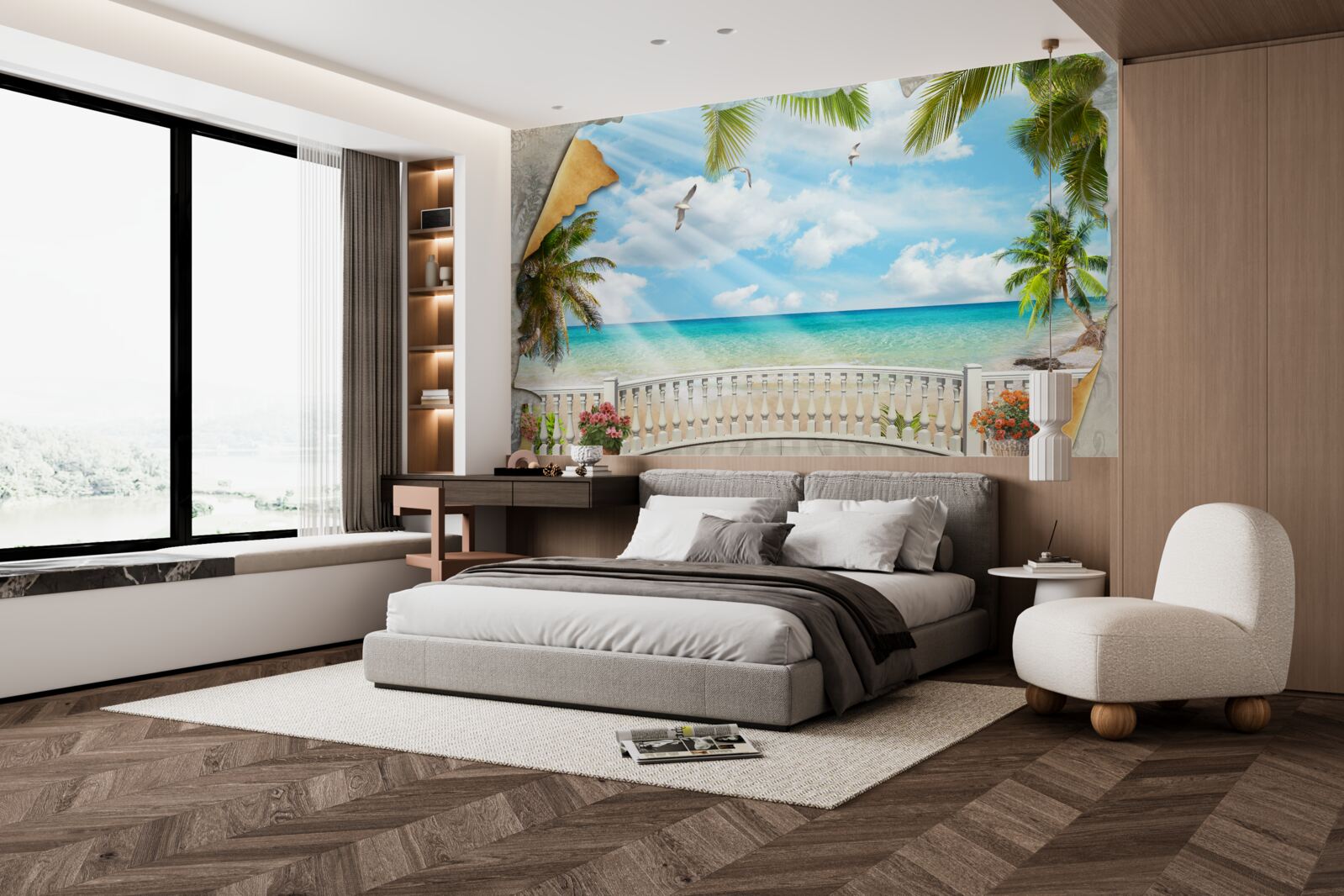 Fotobehang schilderachtig uitzicht op zee in de zomer