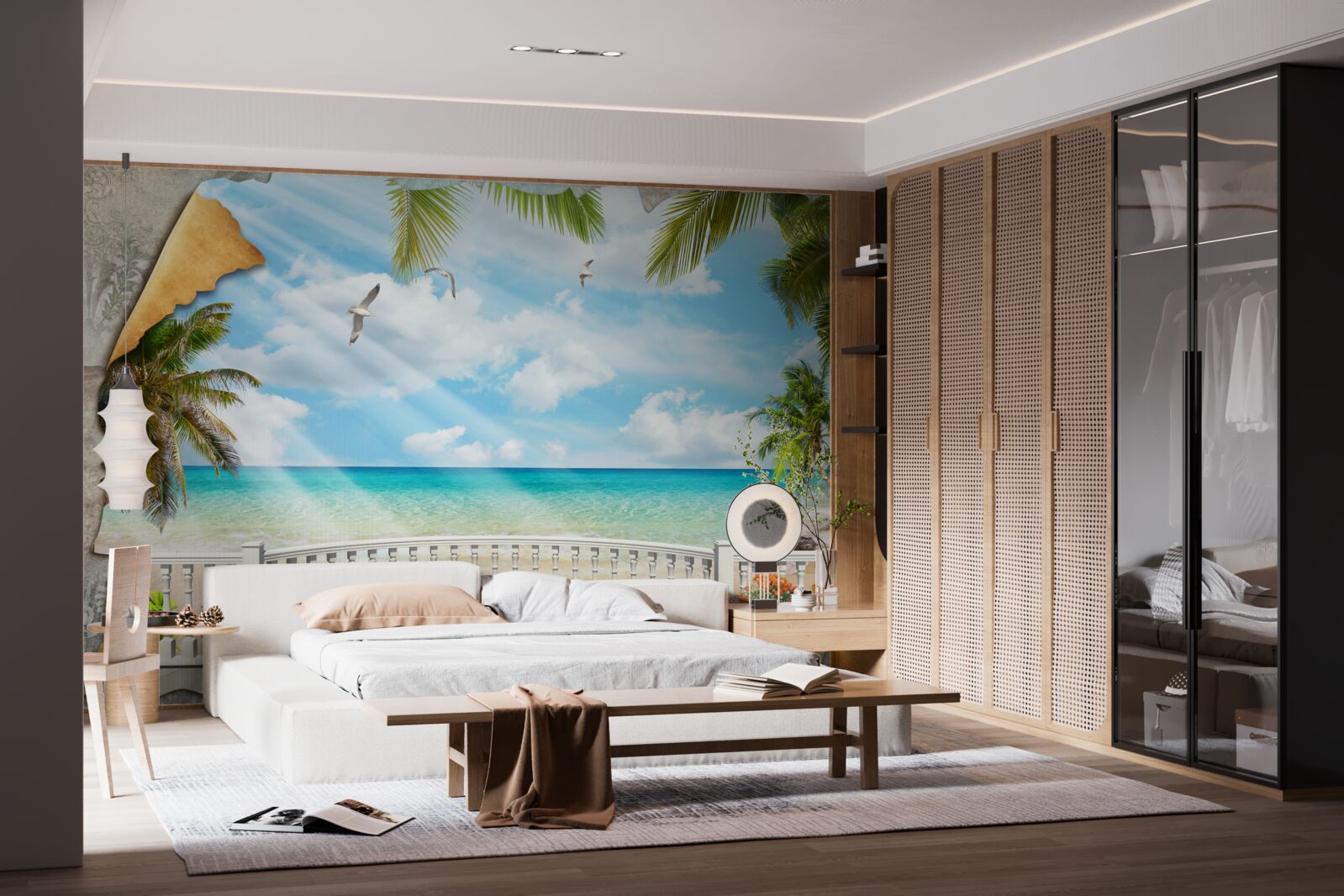 Fotobehang schilderachtig uitzicht op zee in de zomer