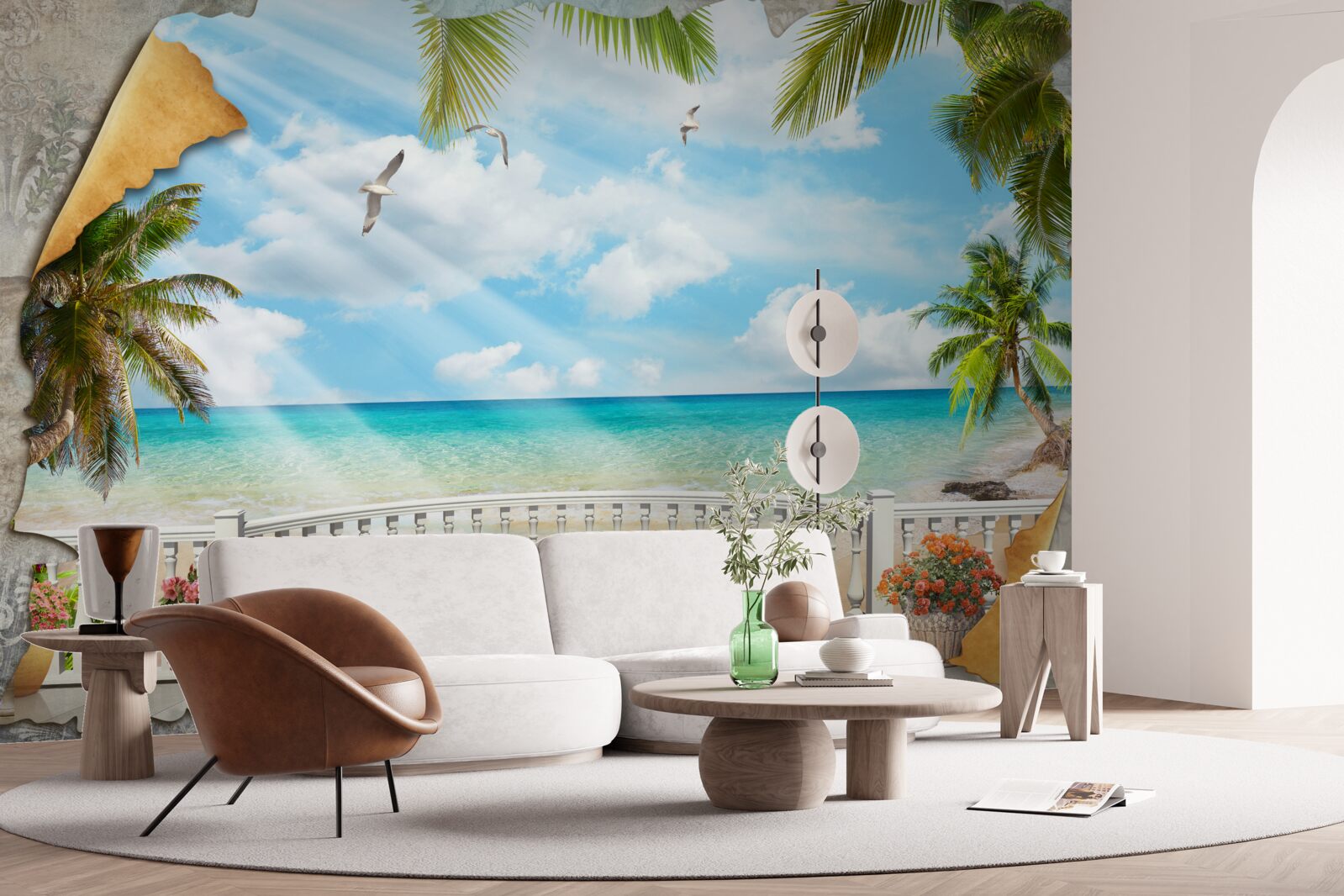 Fotobehang schilderachtig uitzicht op zee in de zomer