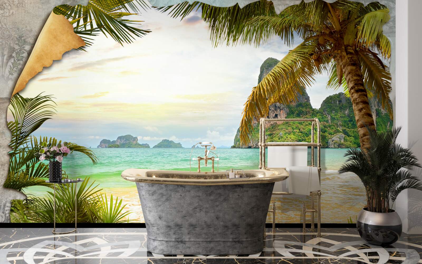 Fotobehang oceaan en kliffen