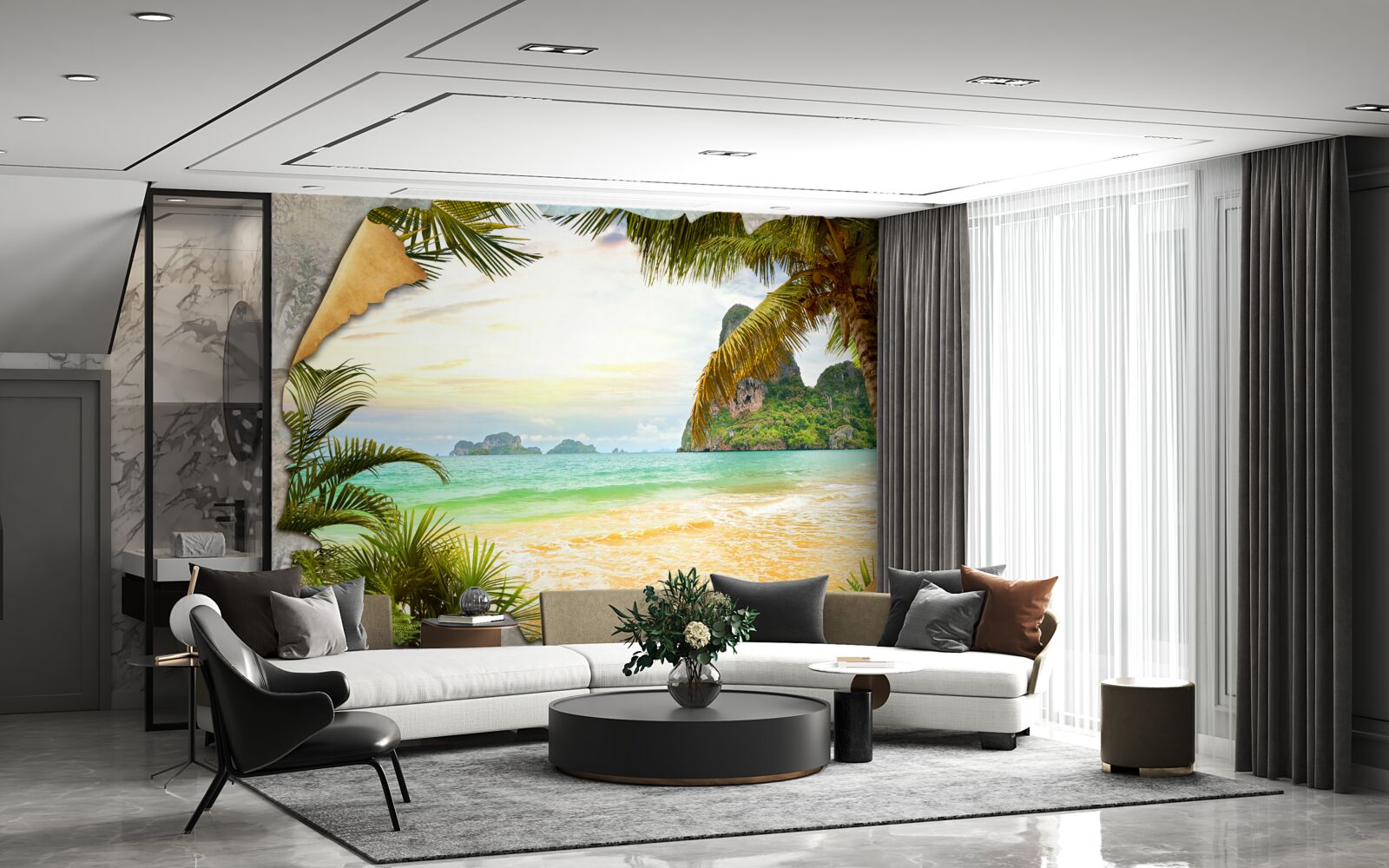 Fotobehang oceaan en kliffen