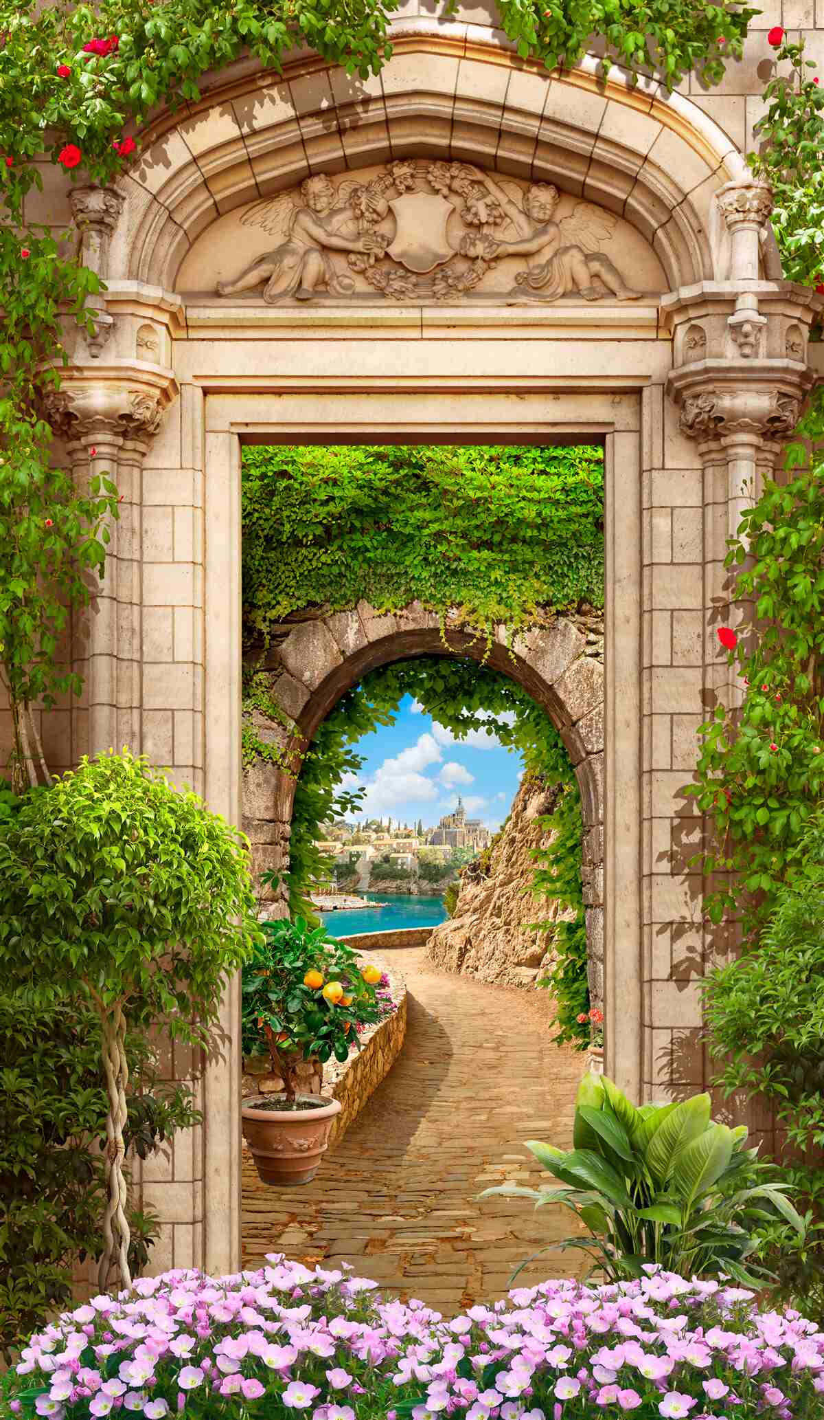 Fotobehang uitstekende overgang onder de boog