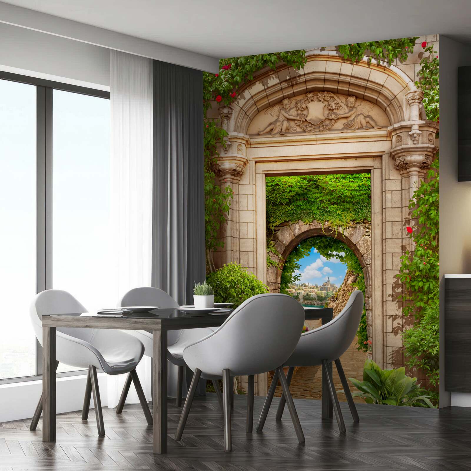 Fotobehang uitstekende overgang onder de boog