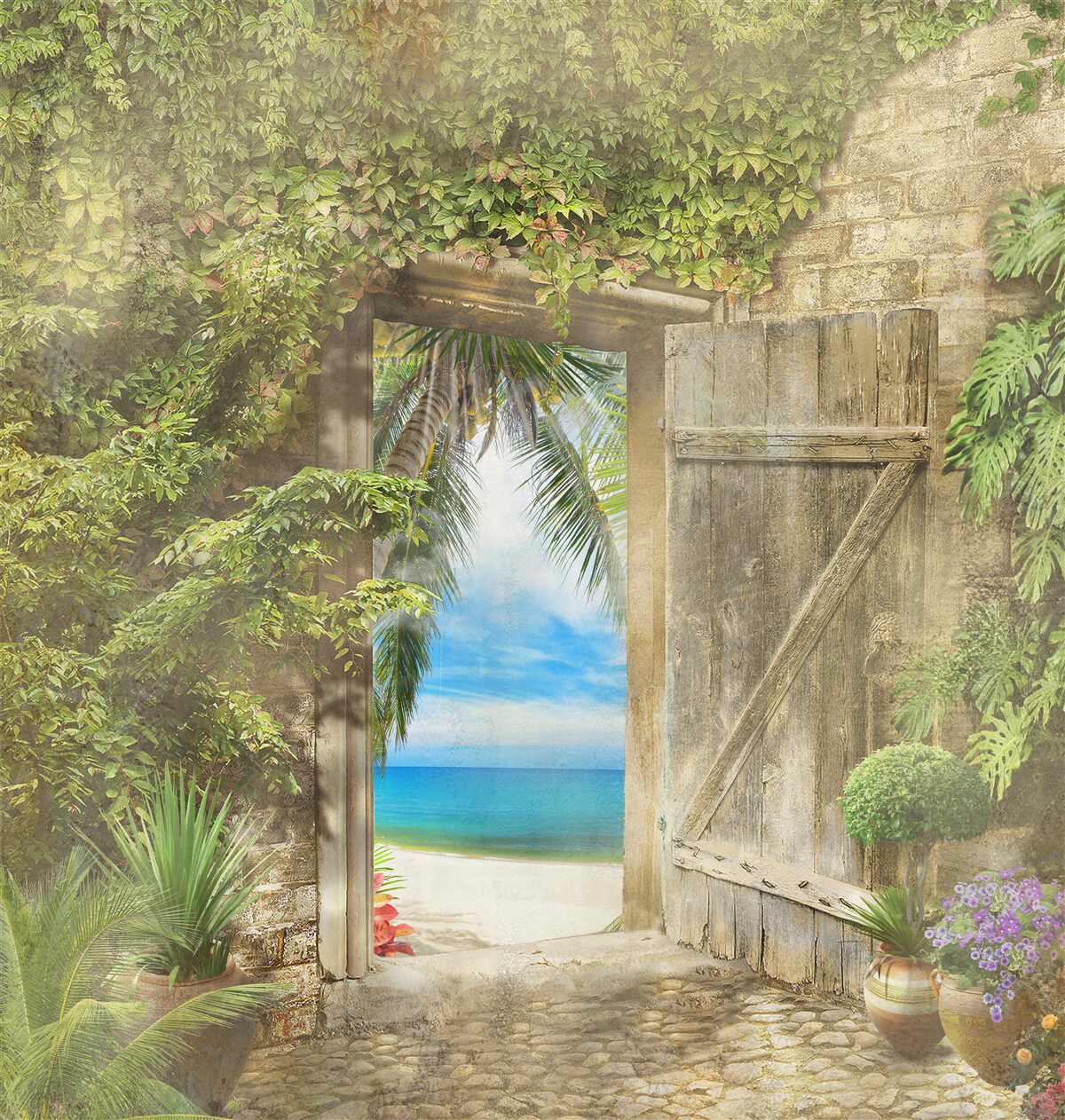 Fotobehang toegang tot de zee en het zandstrand