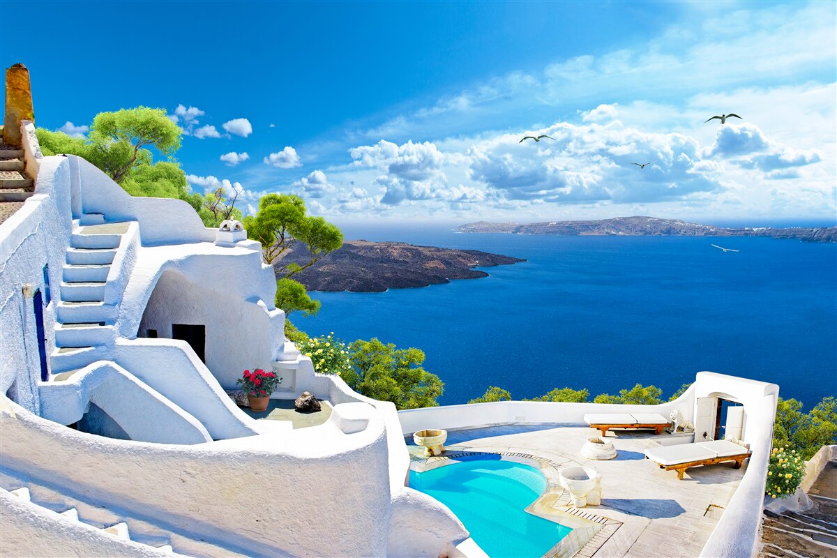 Fotobehang het eiland santorini in griekenland