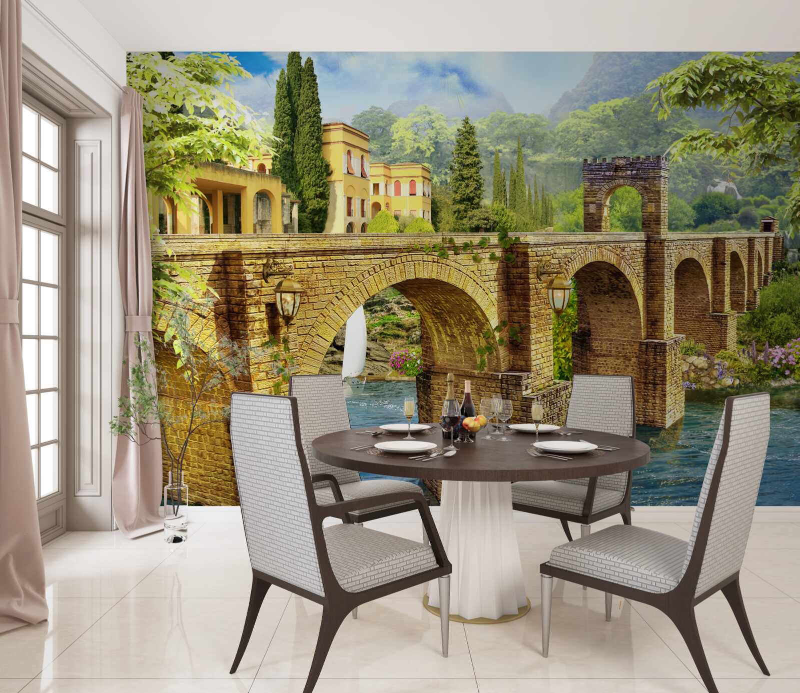 Fotobehang prachtige architectonische kanaalbrug