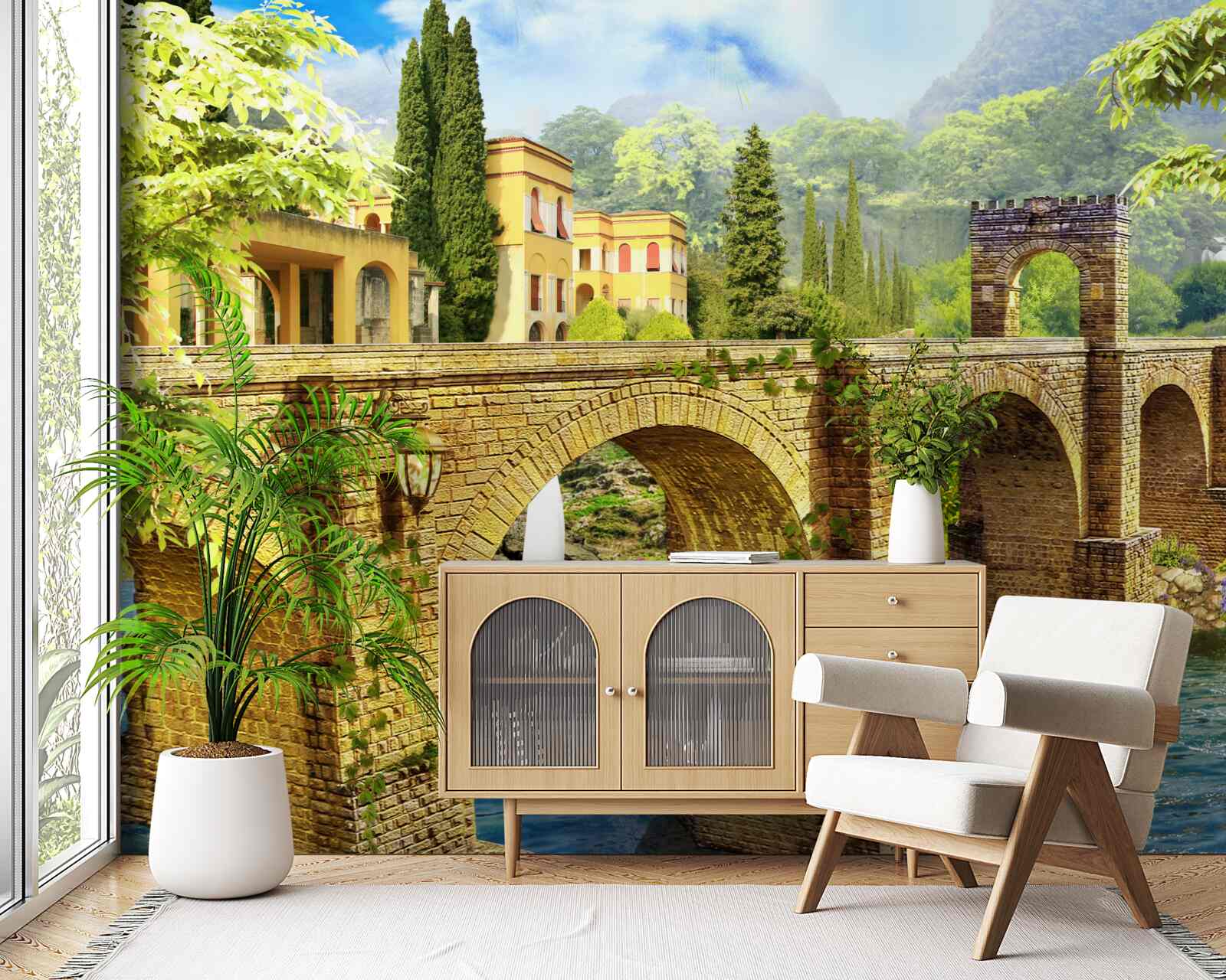 Fotobehang prachtige architectonische kanaalbrug