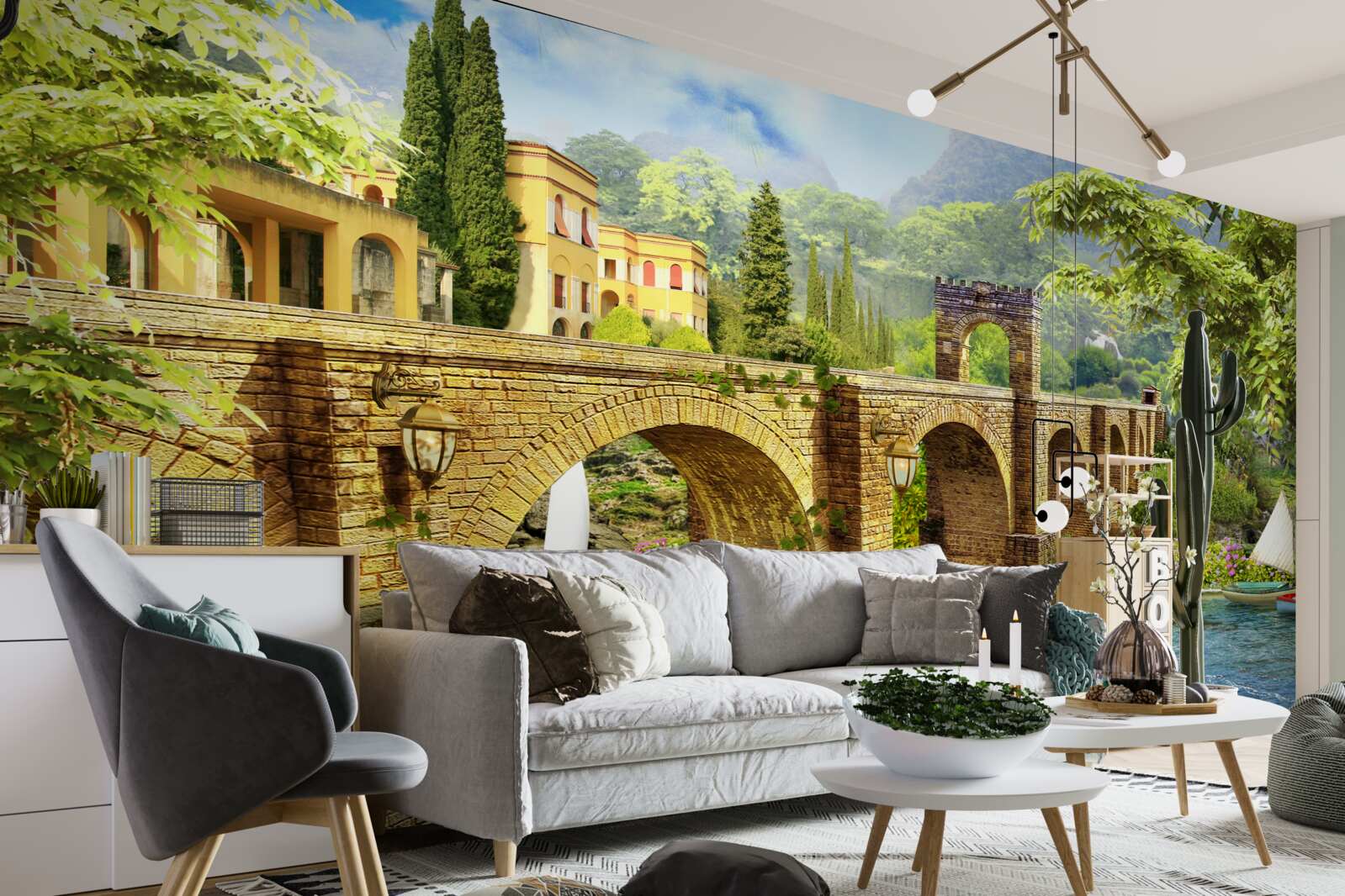 Fotobehang prachtige architectonische kanaalbrug