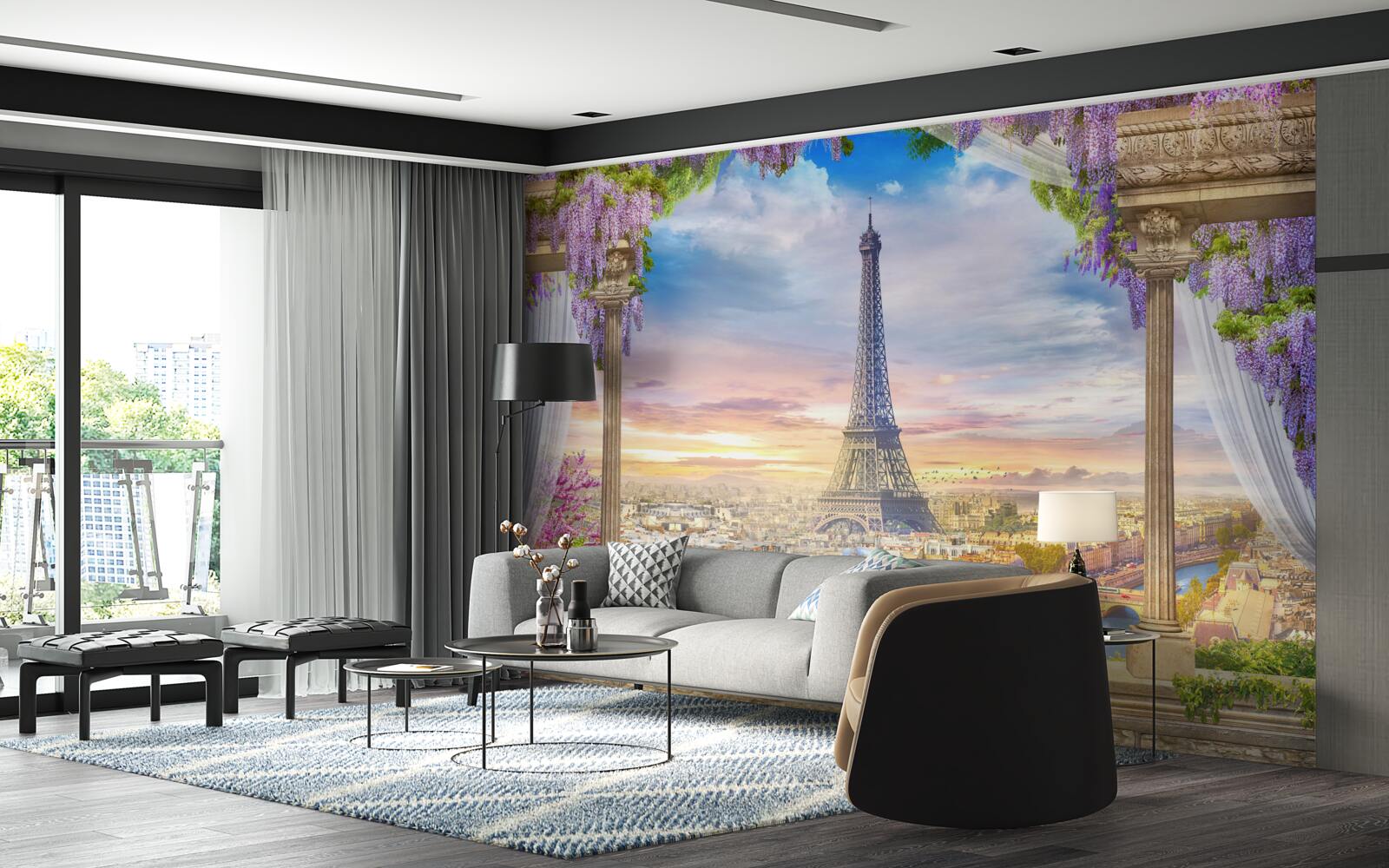 Fotobehang prachtig uitzicht op de eiffeltoren