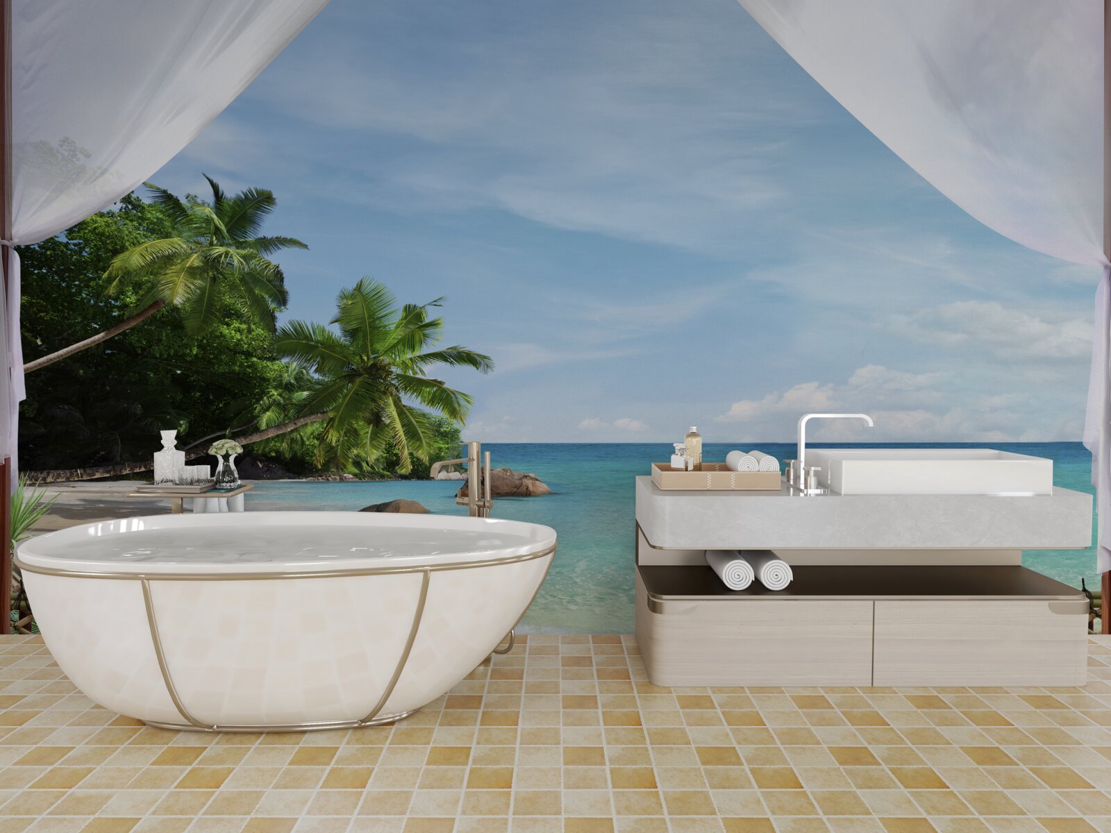 Fotobehang toegang tot het strand en de kust