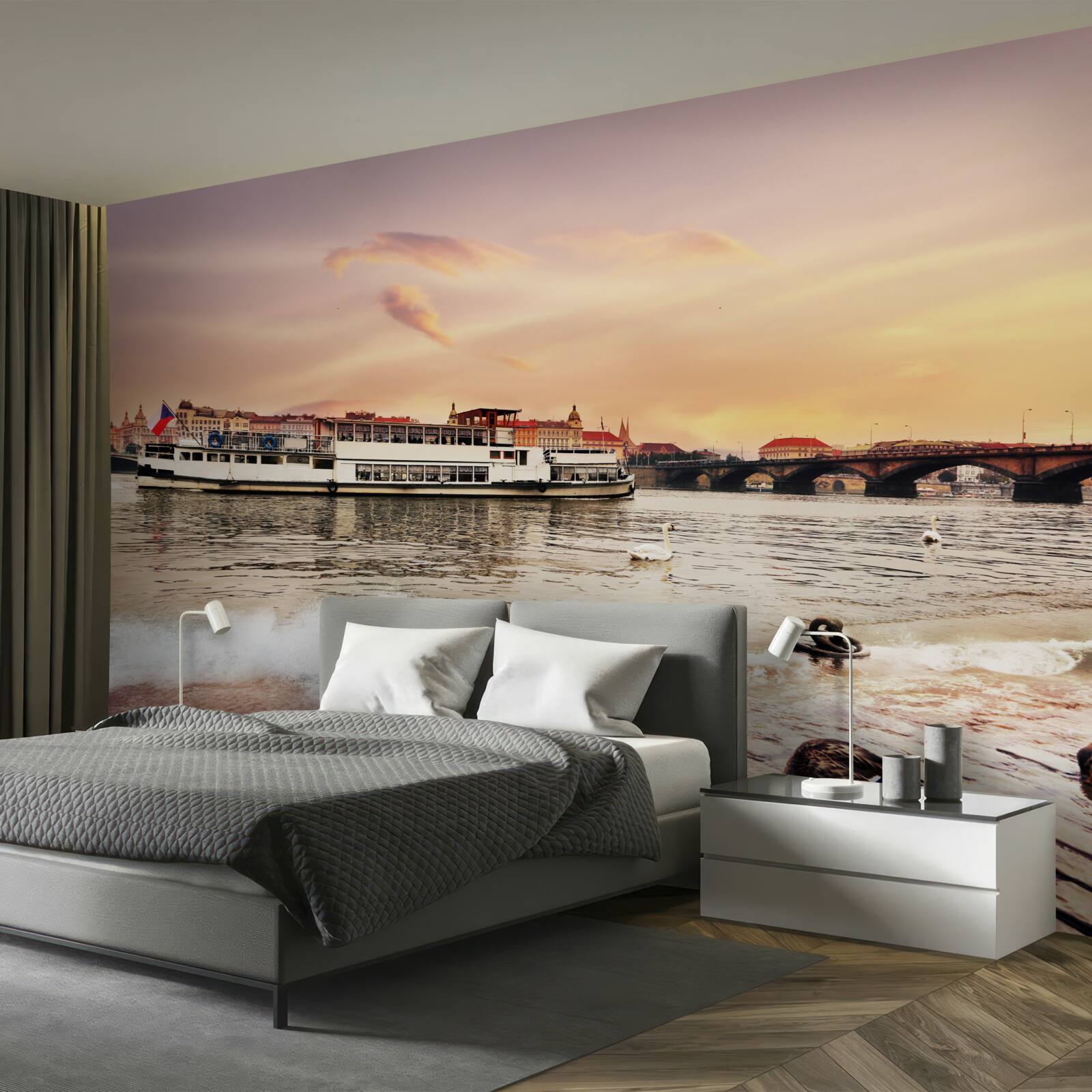 Fotobehang eenden bij de vijver