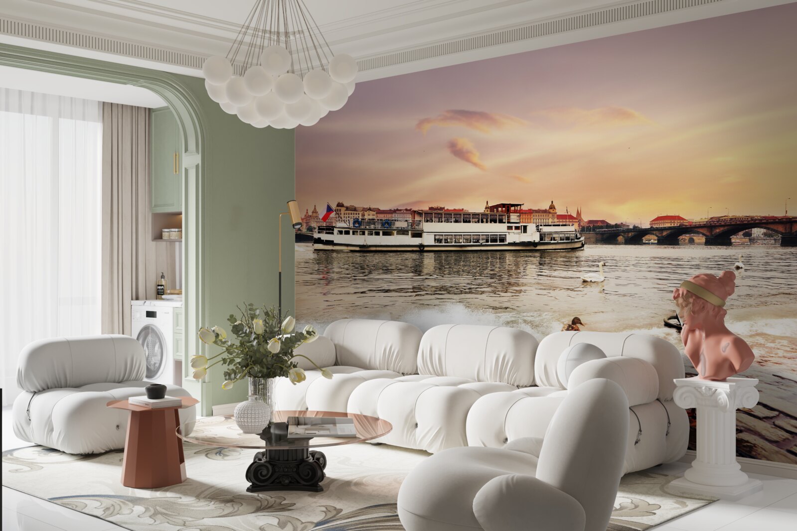 Fotobehang eenden bij de vijver