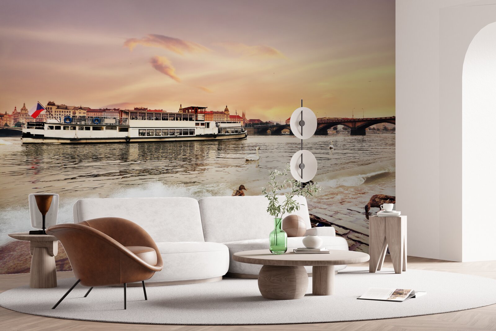 Fotobehang eenden bij de vijver