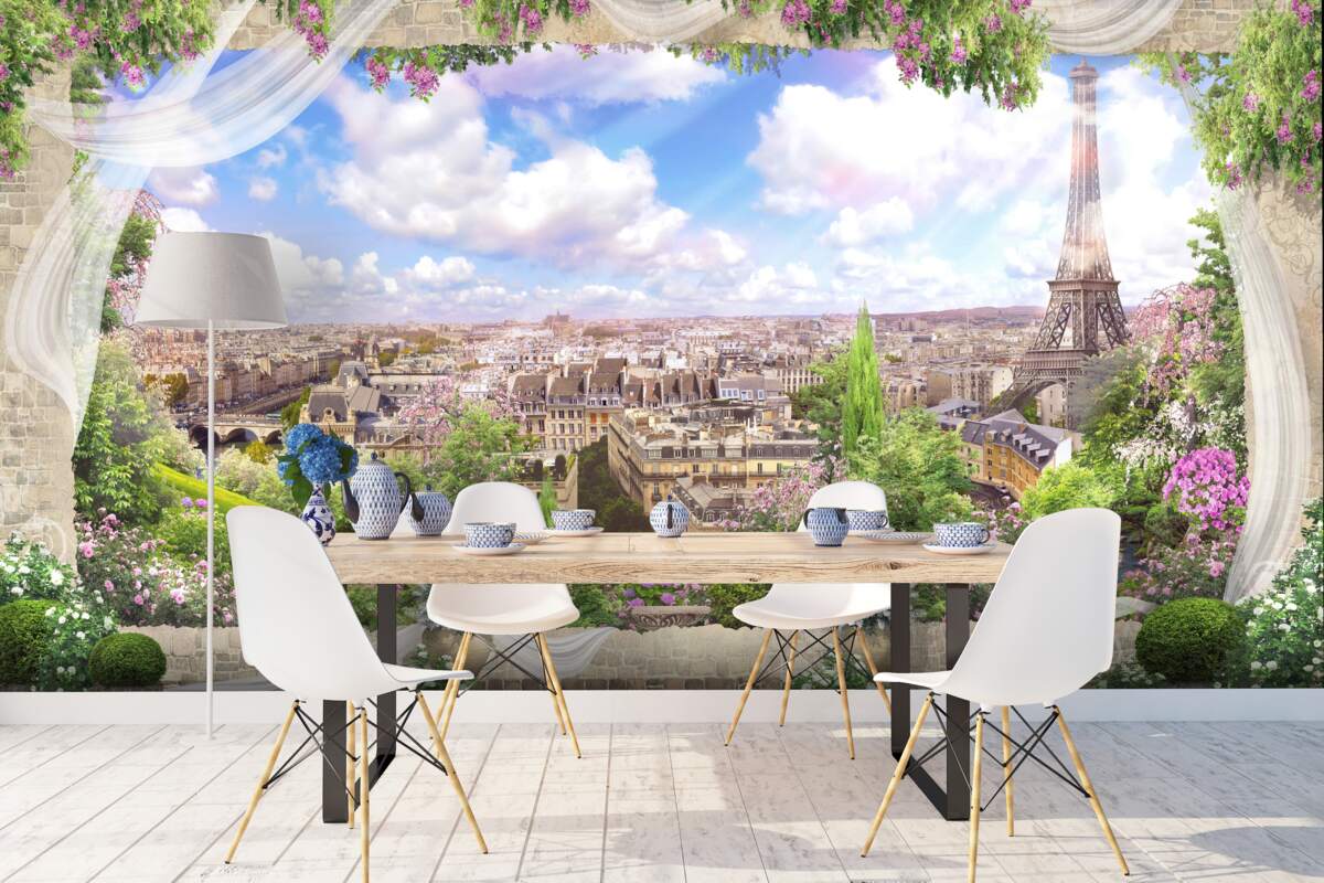 Fotobehang de skyline van parijs en zijn belangrijkste symbool