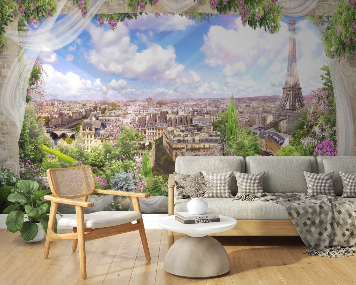 Fotobehang de skyline van parijs en zijn belangrijkste symbool