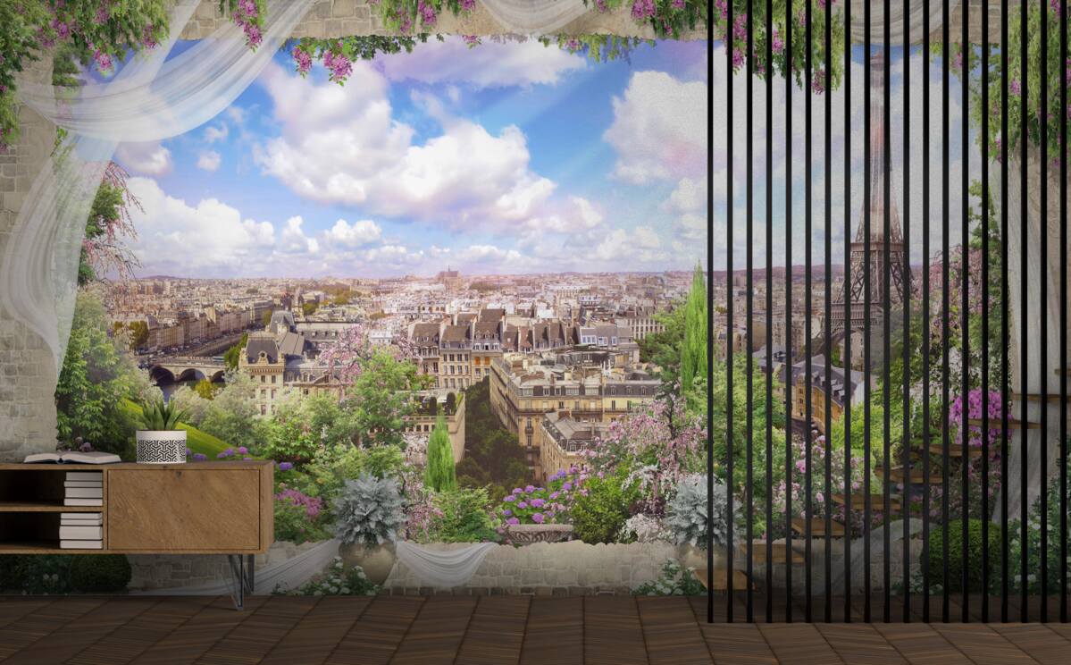 Fotobehang de skyline van parijs en zijn belangrijkste symbool