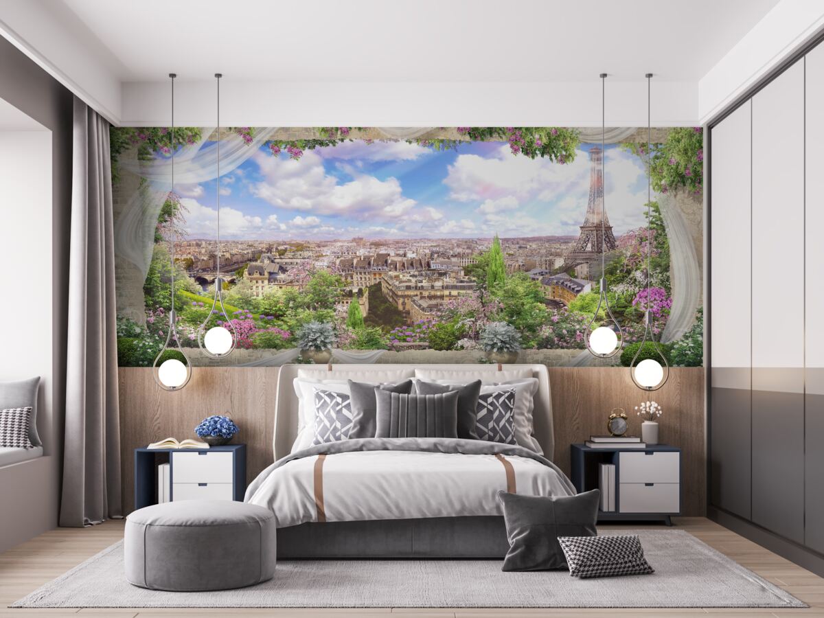 Fotobehang de skyline van parijs en zijn belangrijkste symbool