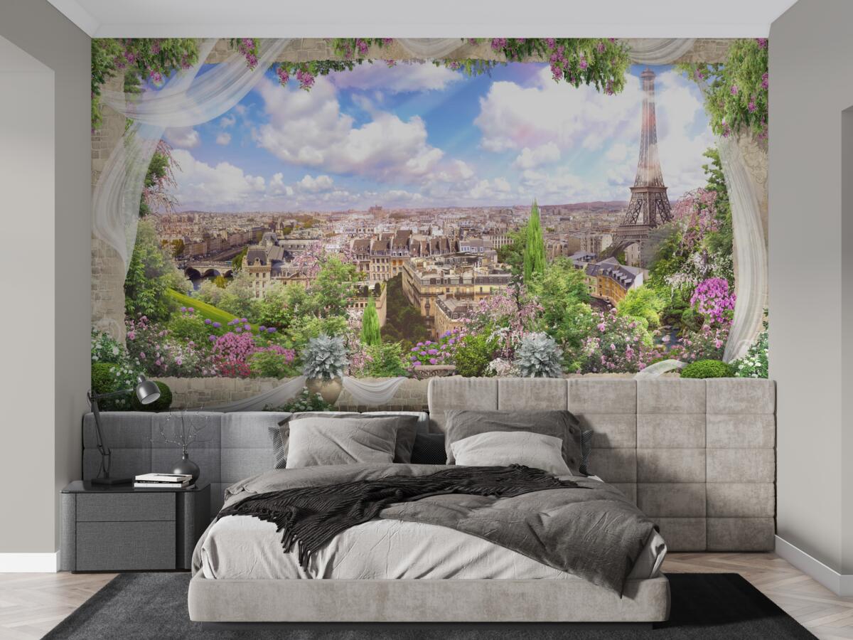 Fotobehang de skyline van parijs en zijn belangrijkste symbool