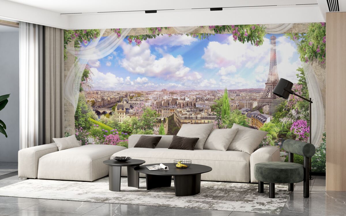 Fotobehang de skyline van parijs en zijn belangrijkste symbool