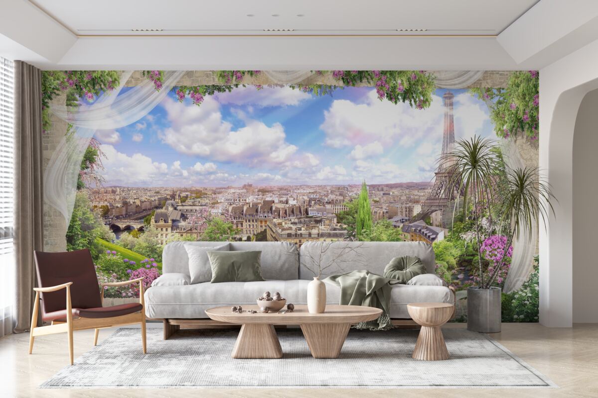 Fotobehang de skyline van parijs en zijn belangrijkste symbool