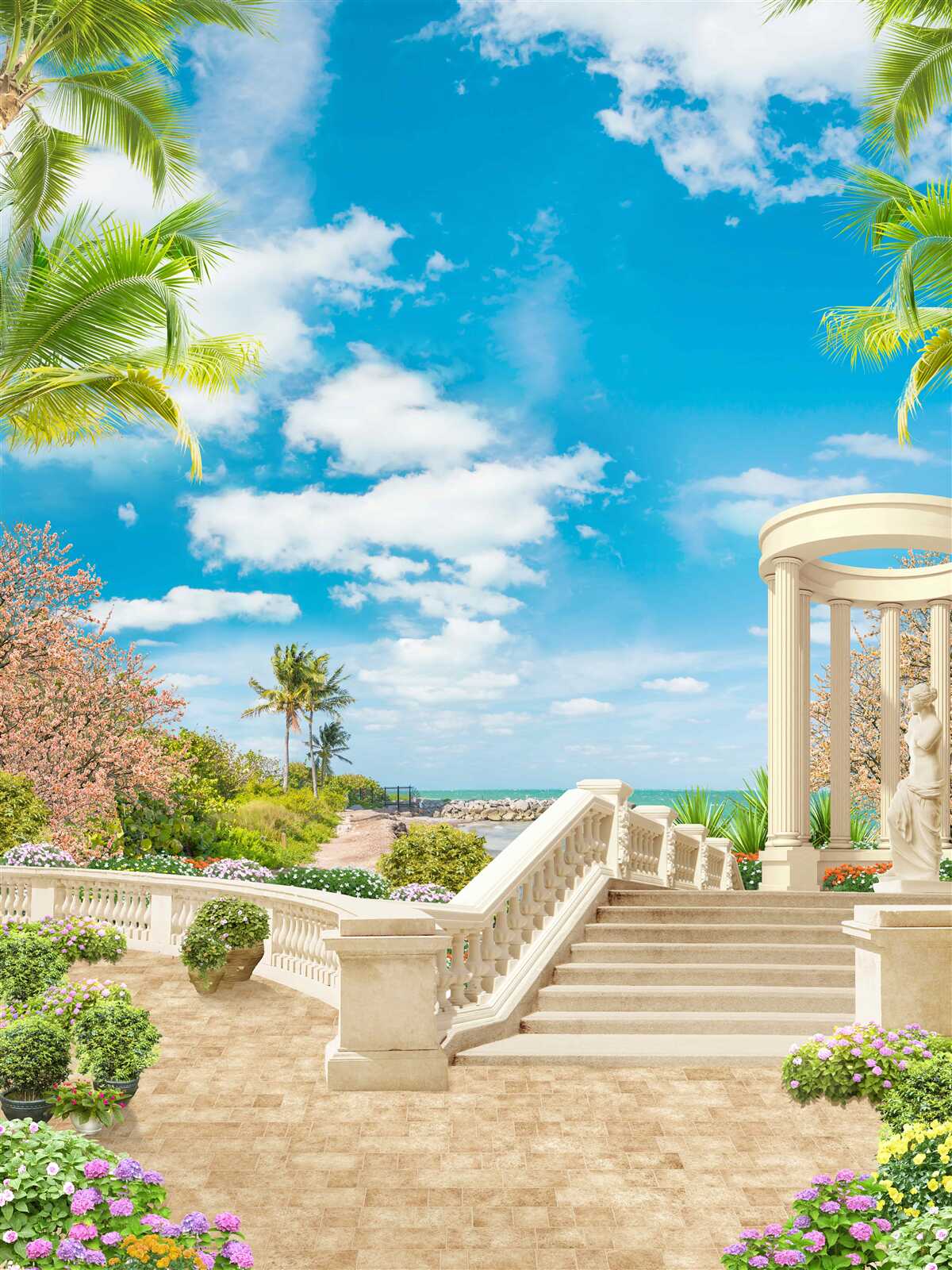 Fotobehang er is een prieel bij de zee