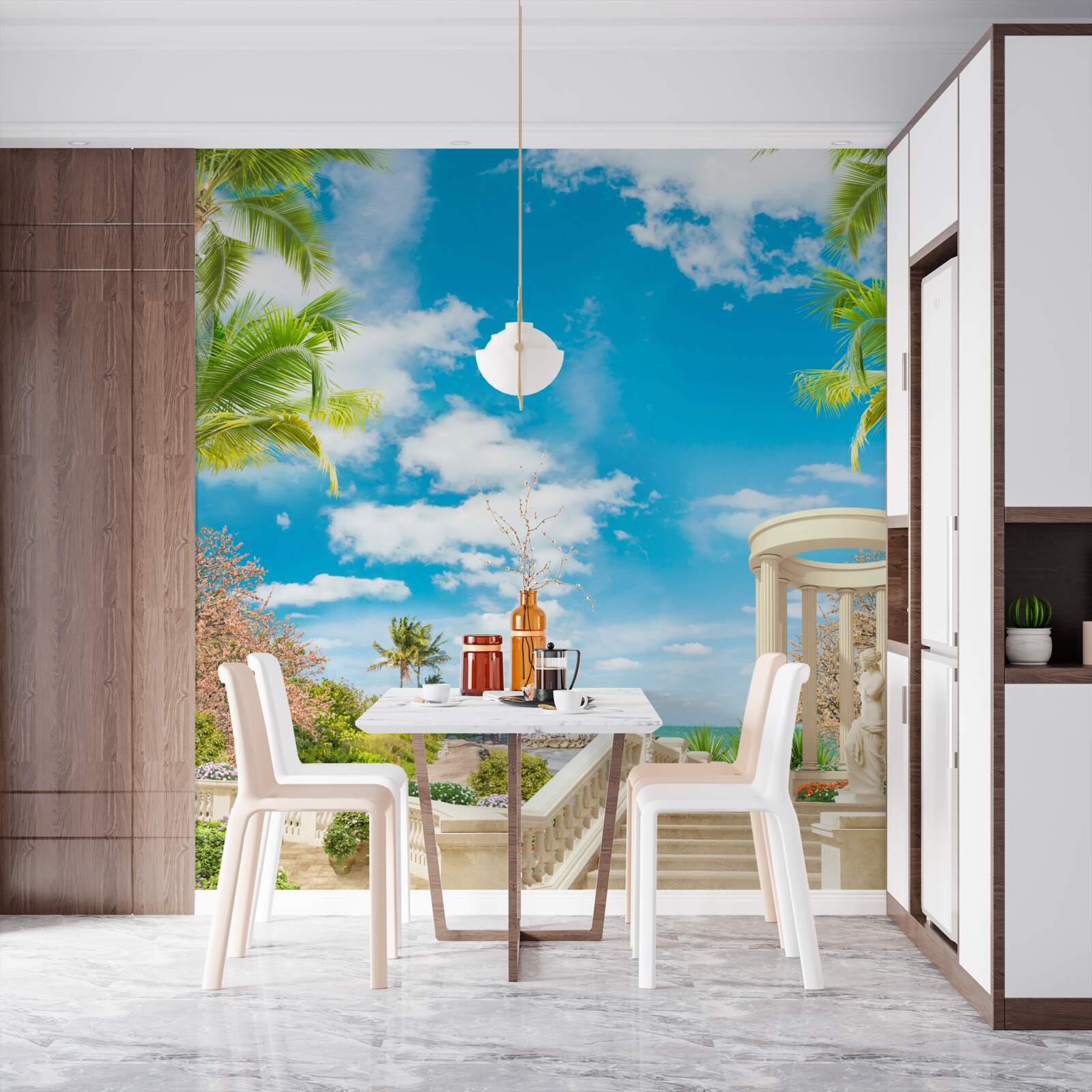 Fotobehang er is een prieel bij de zee