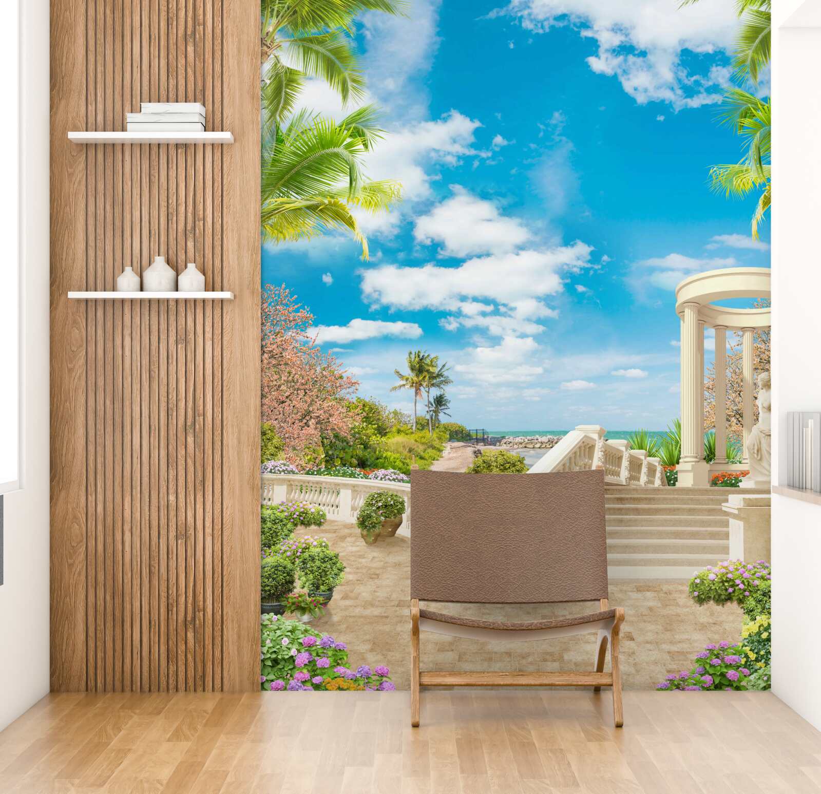 Fotobehang er is een prieel bij de zee