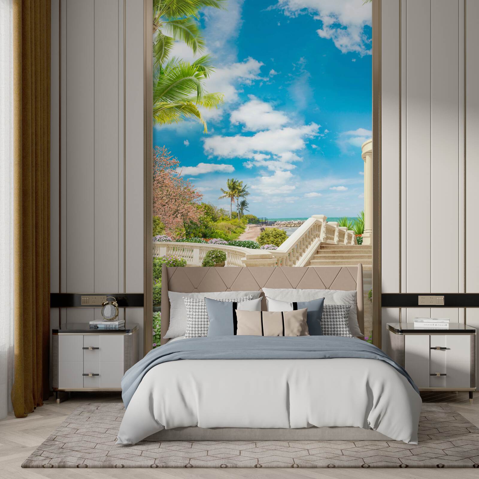 Fotobehang er is een prieel bij de zee