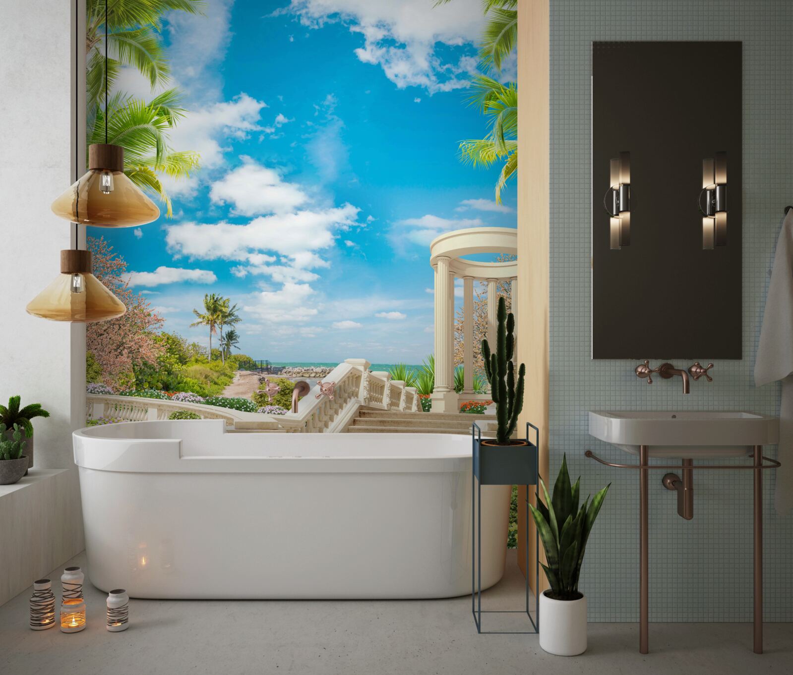 Fotobehang er is een prieel bij de zee