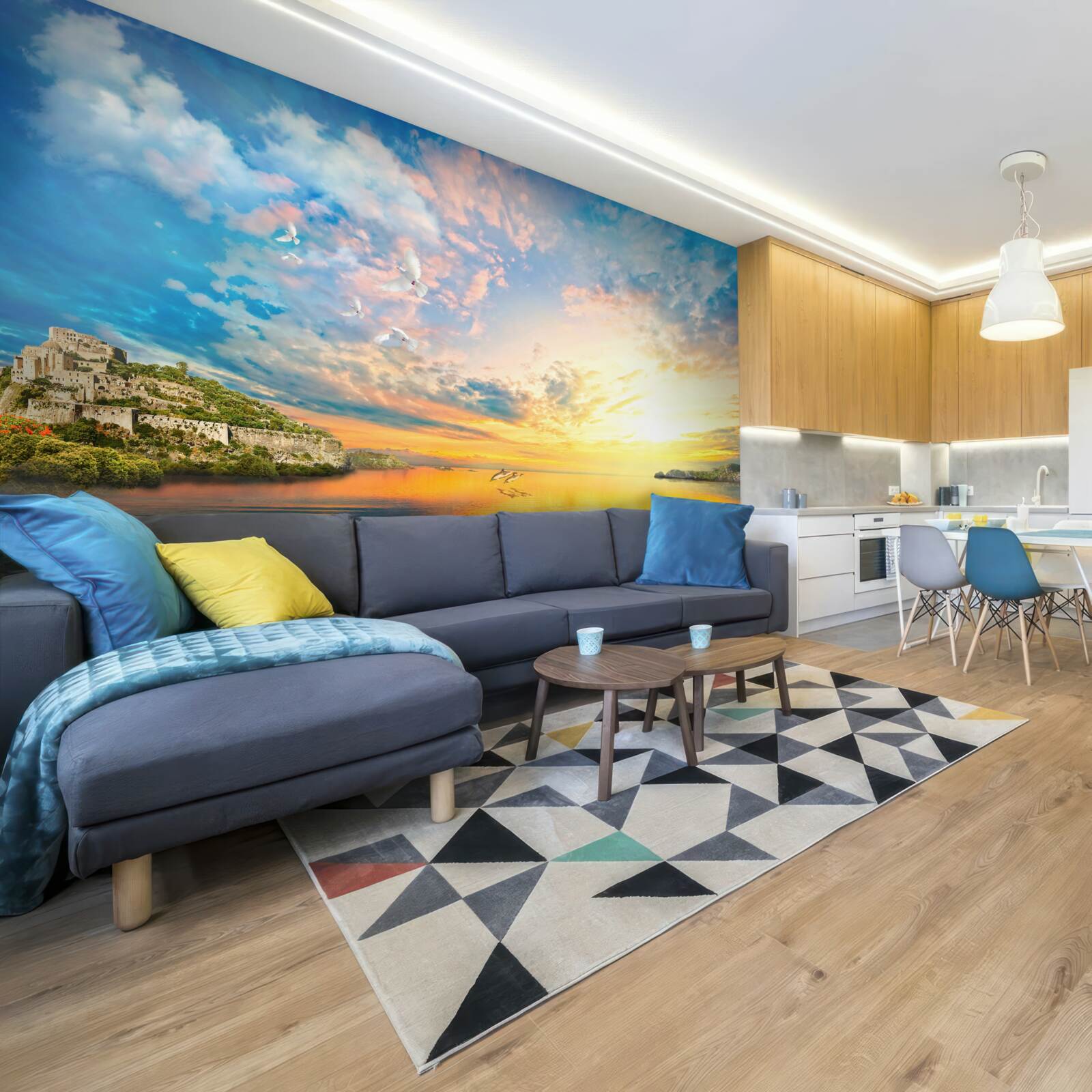 Fotobehang dolfijnen komen uit het water