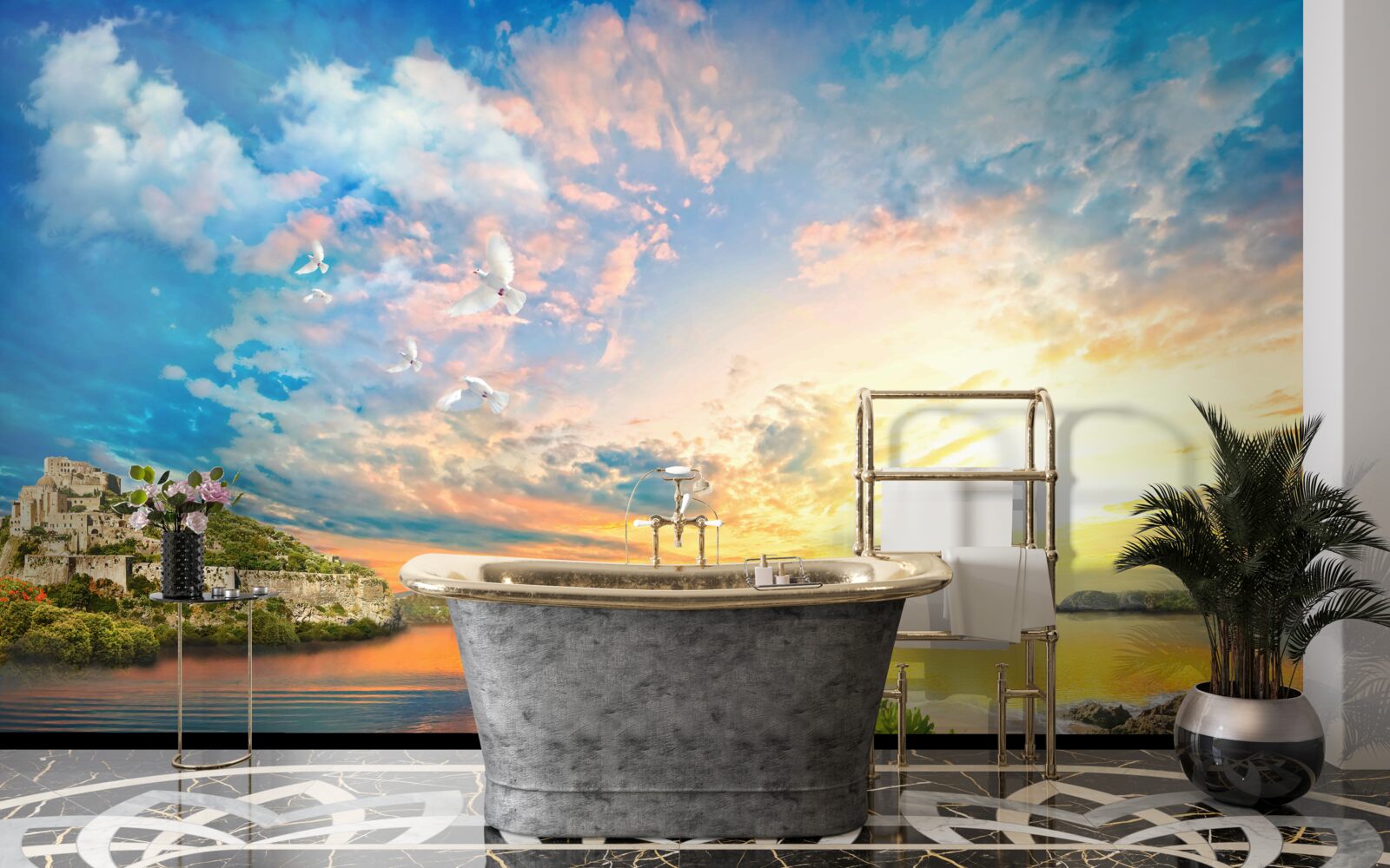 Fotobehang dolfijnen komen uit het water