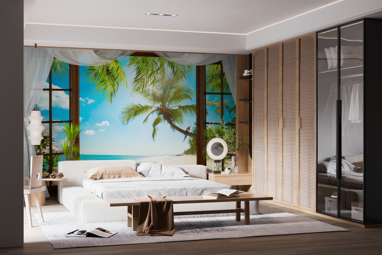 Fotobehang uitgang van het huis naar het zandstrand