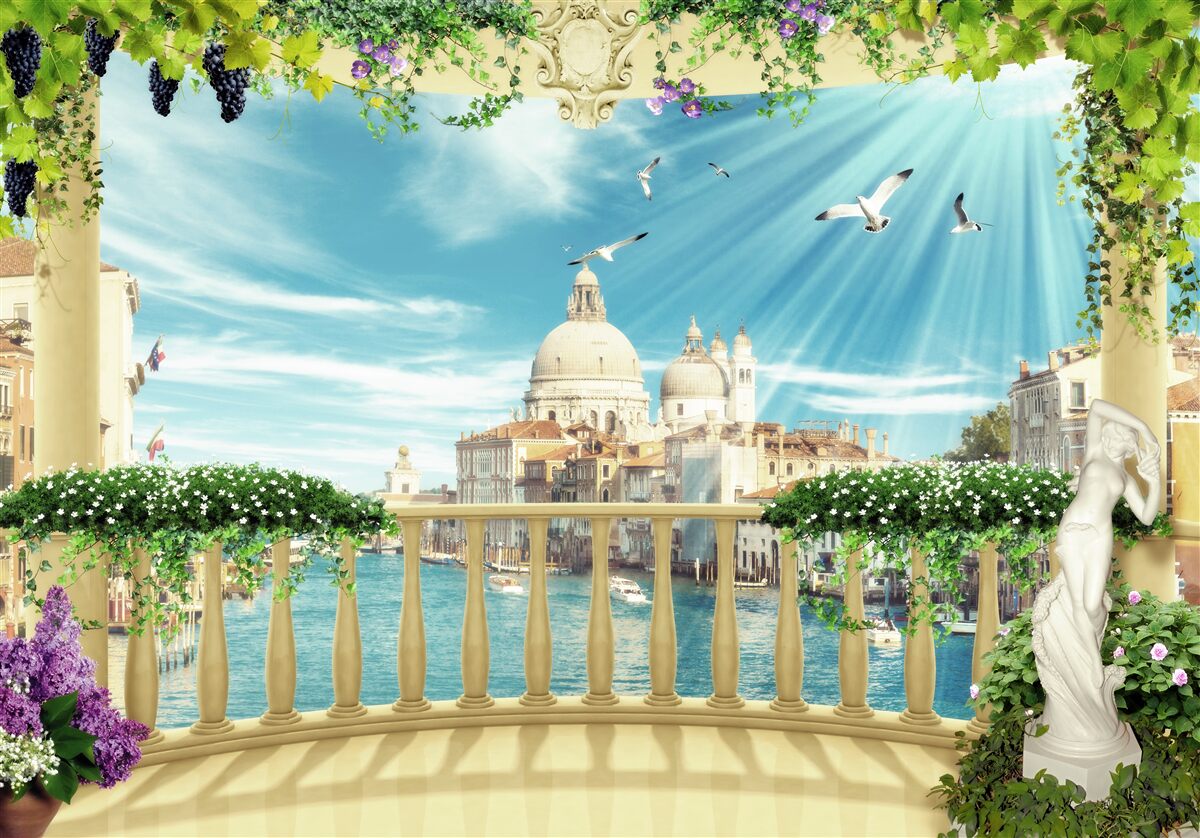 Fotobehang balkonuitzicht op de grandeur van Venetië