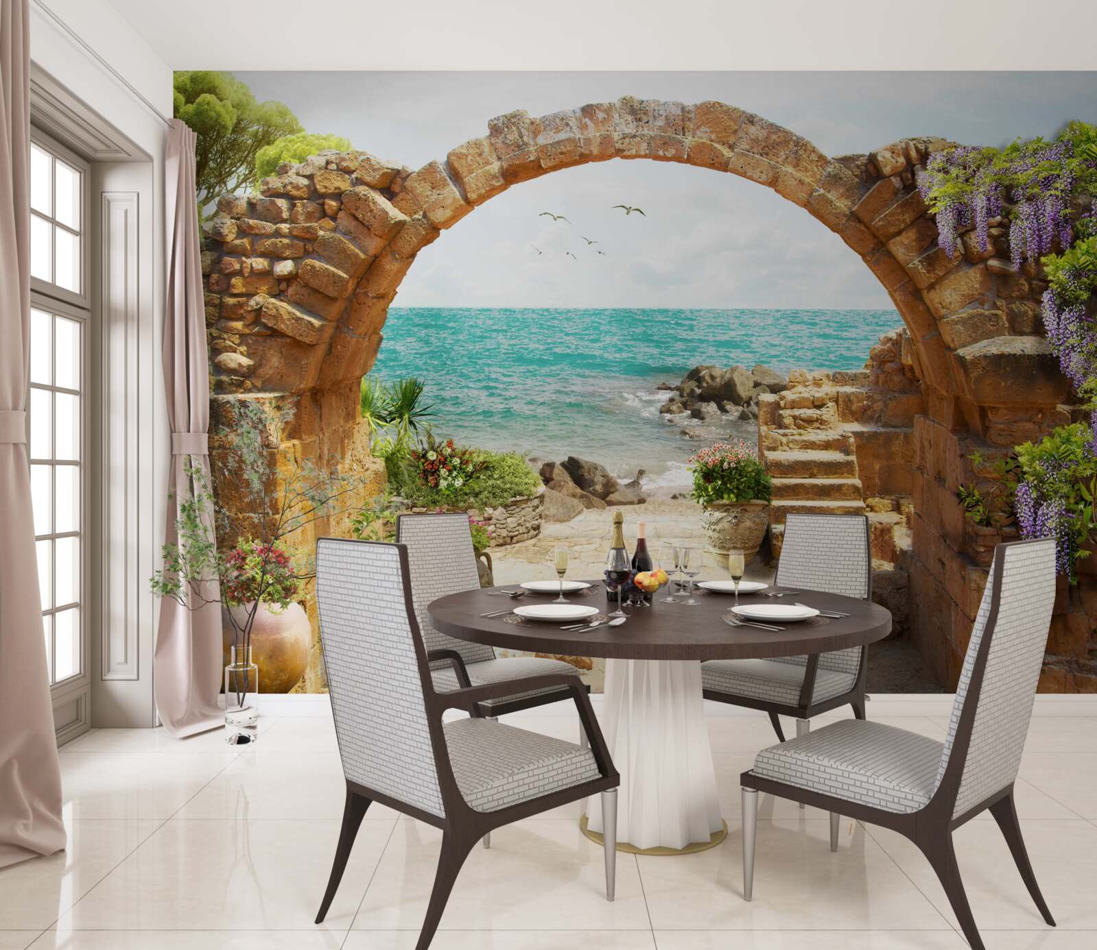 Fotobehang oude stenen boog