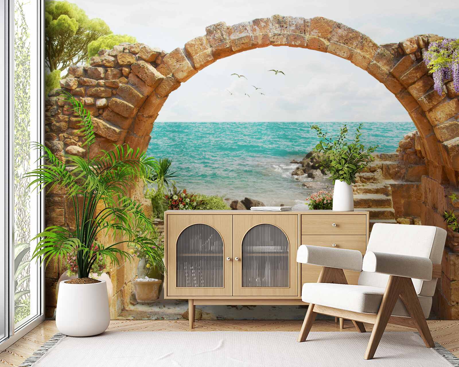 Fotobehang oude stenen boog