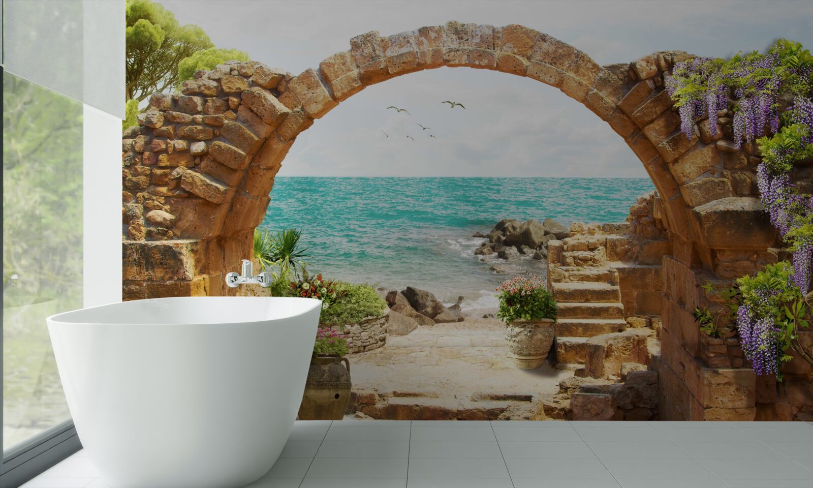 Fotobehang oude stenen boog