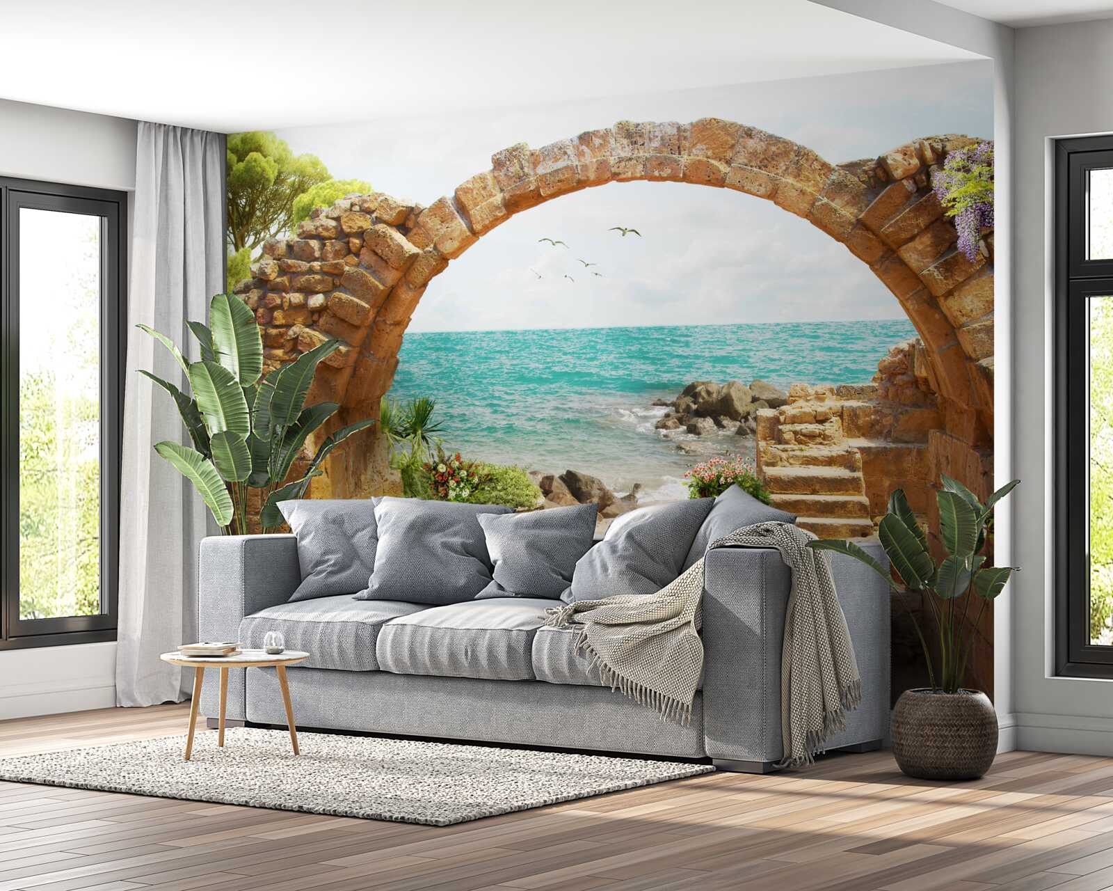 Fotobehang oude stenen boog