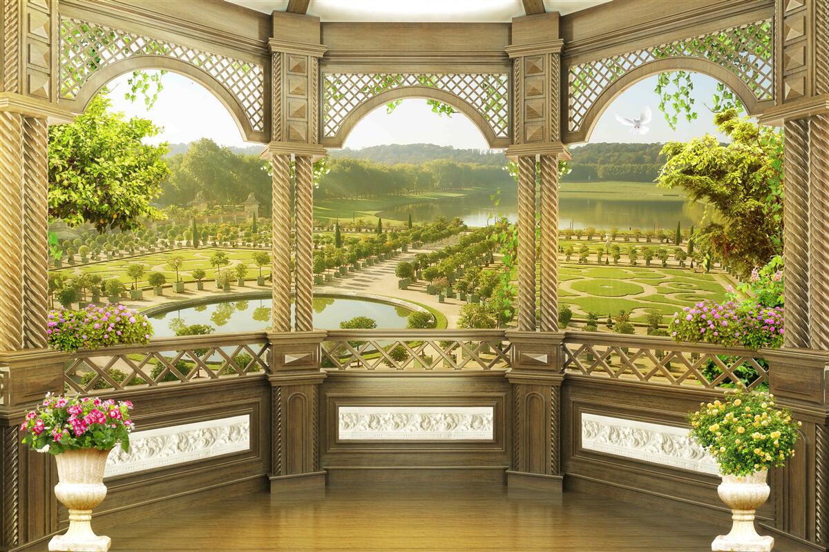 Fotobehang elegant gebeeldhouwd prieel