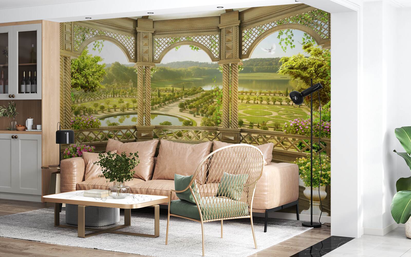 Fotobehang elegant gebeeldhouwd prieel