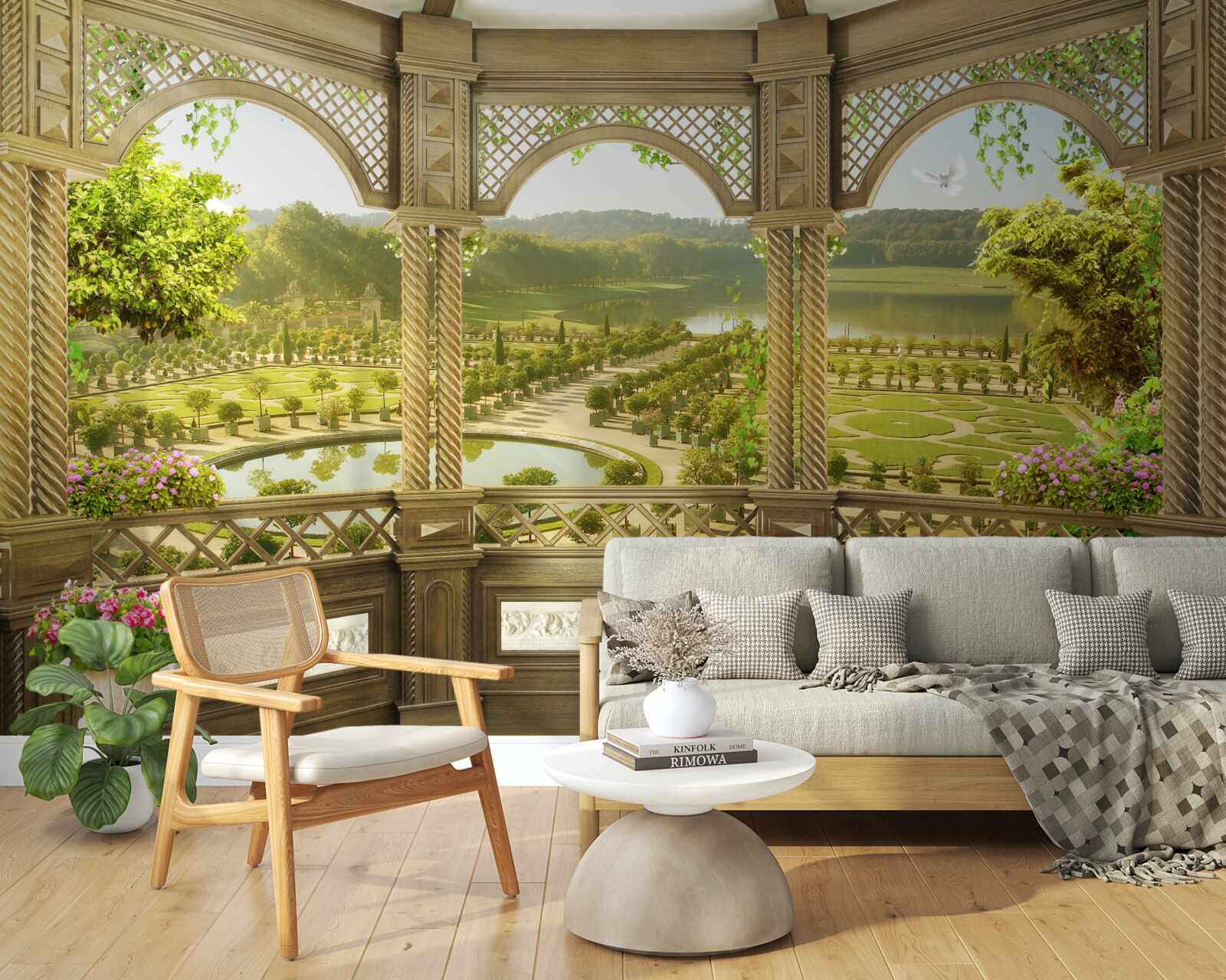 Fotobehang elegant gebeeldhouwd prieel