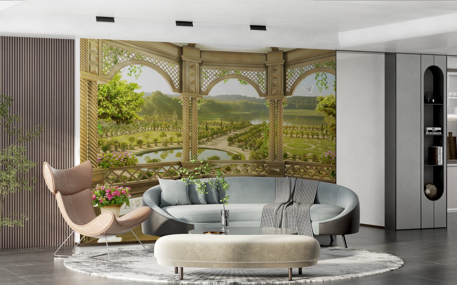 Fotobehang elegant gebeeldhouwd prieel