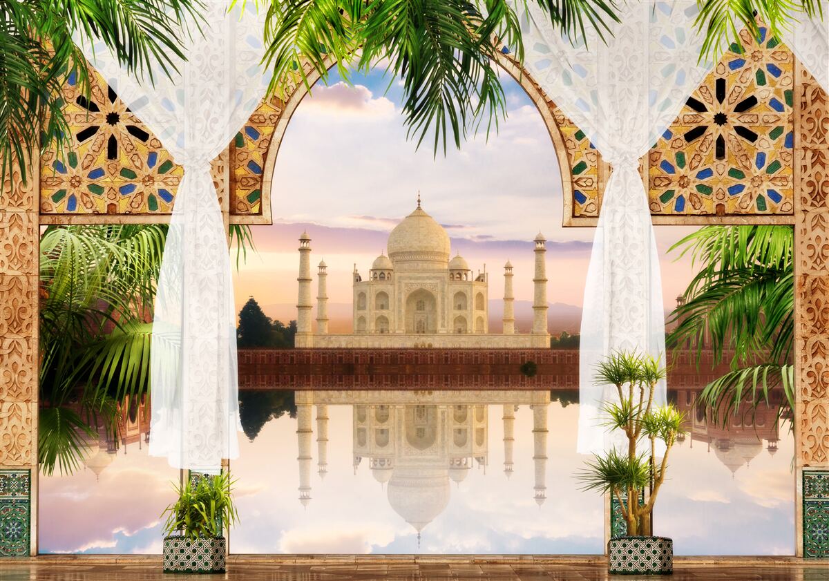 Fotobehang taj mahal landschap