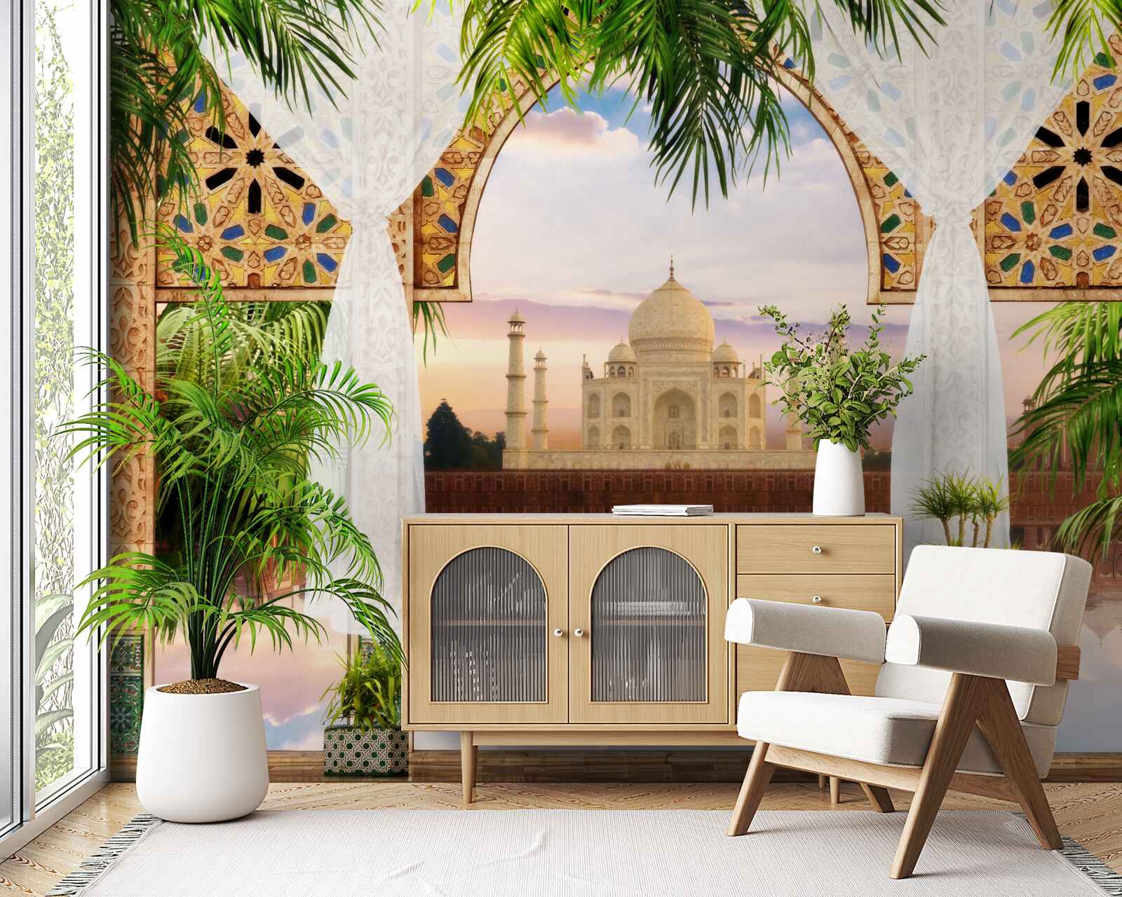 Fotobehang taj mahal landschap