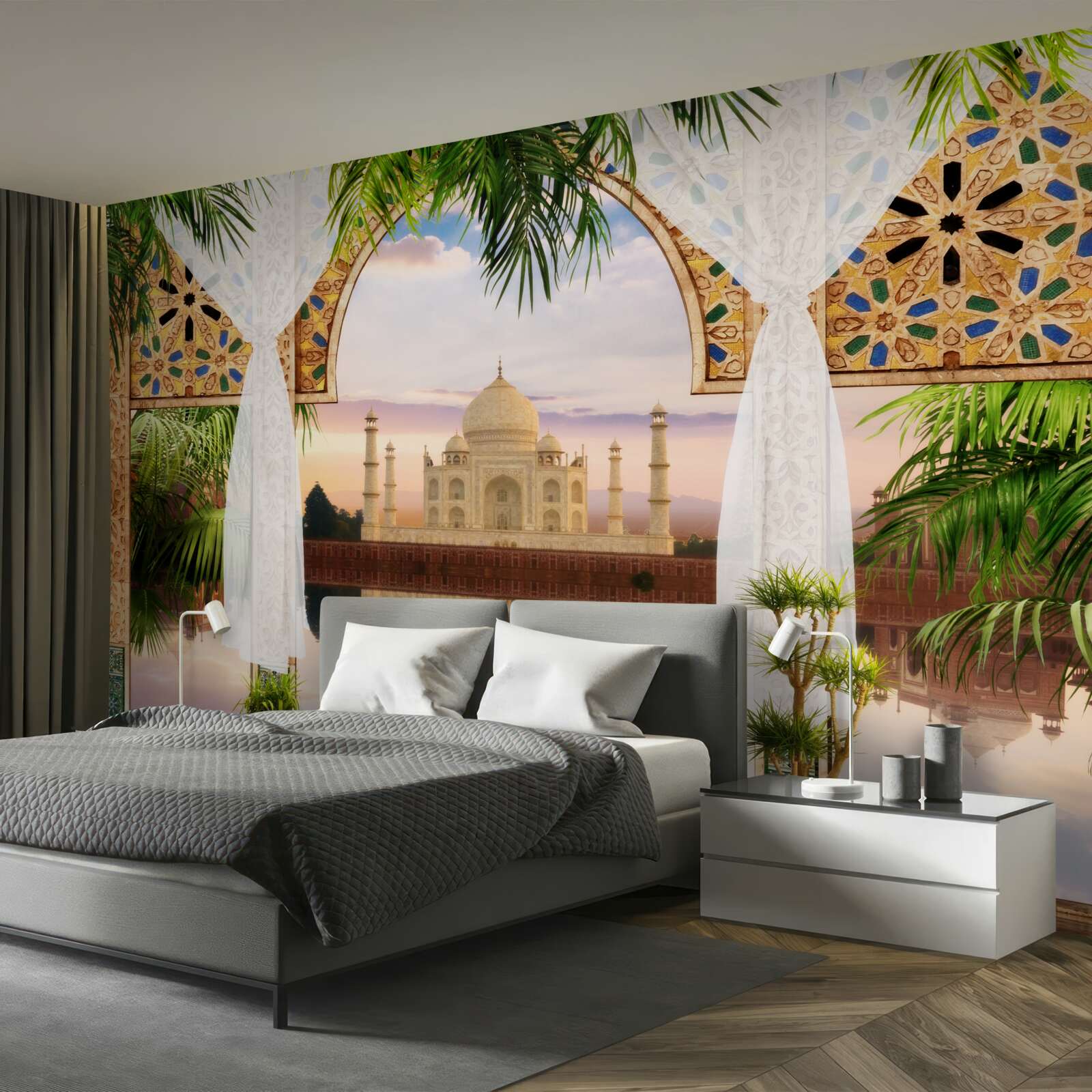 Fotobehang taj mahal landschap