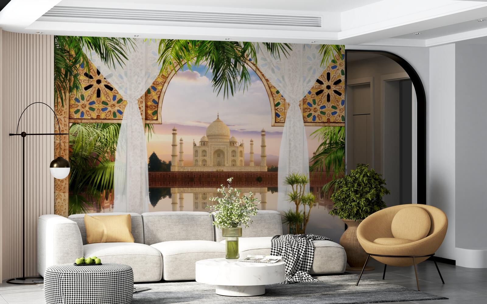 Fotobehang taj mahal landschap