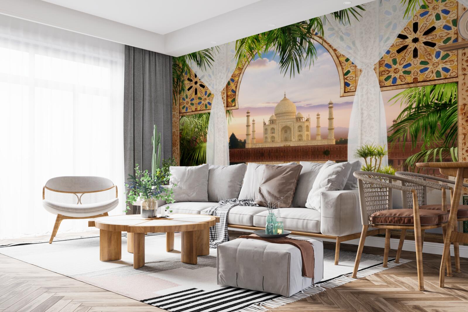 Fotobehang taj mahal landschap