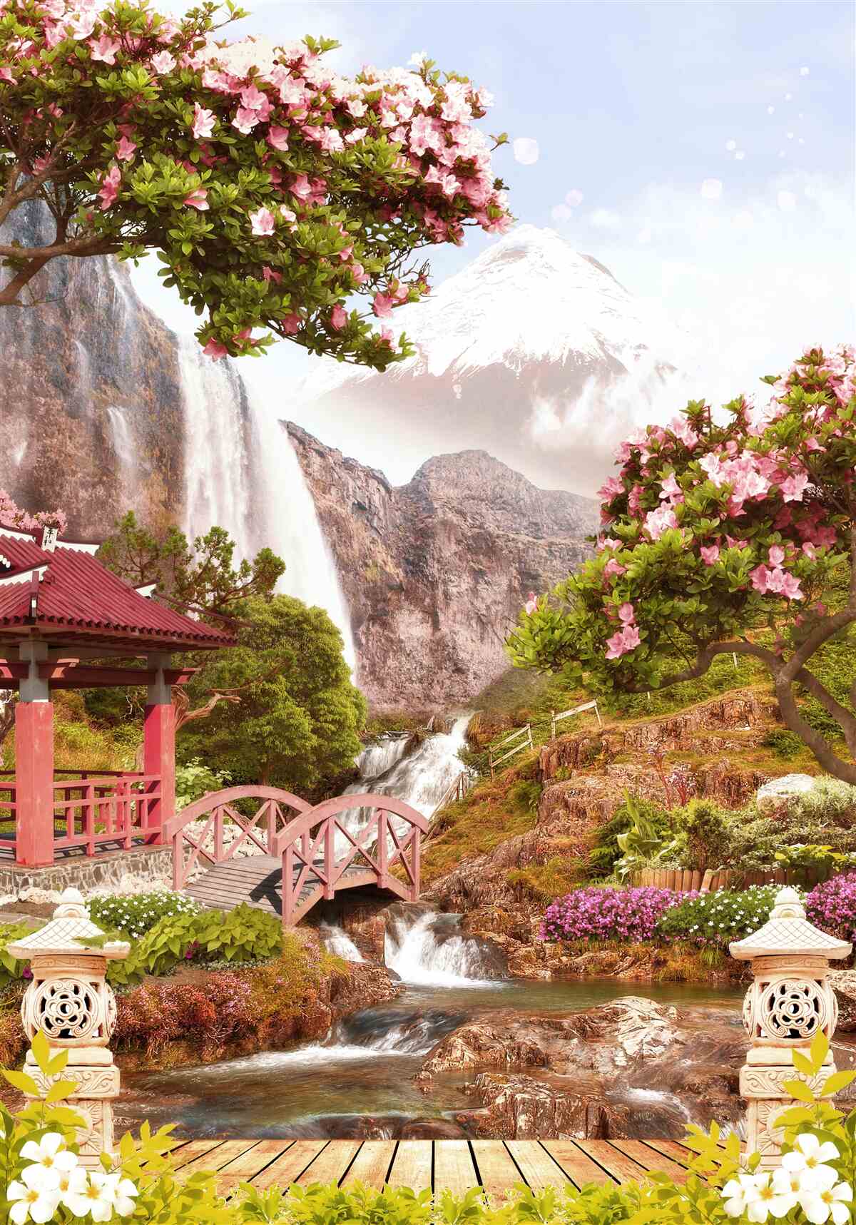 Fotobehang een tuin vol Chinese schoonheid