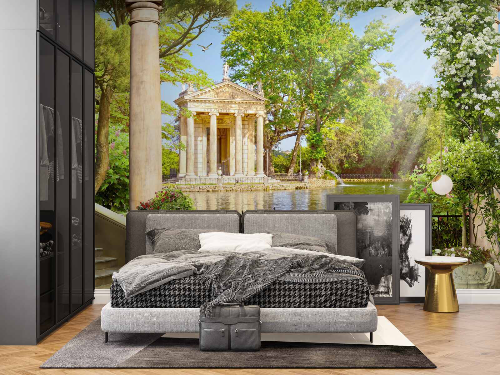 Fotobehang panorama van het meer en het paviljoen